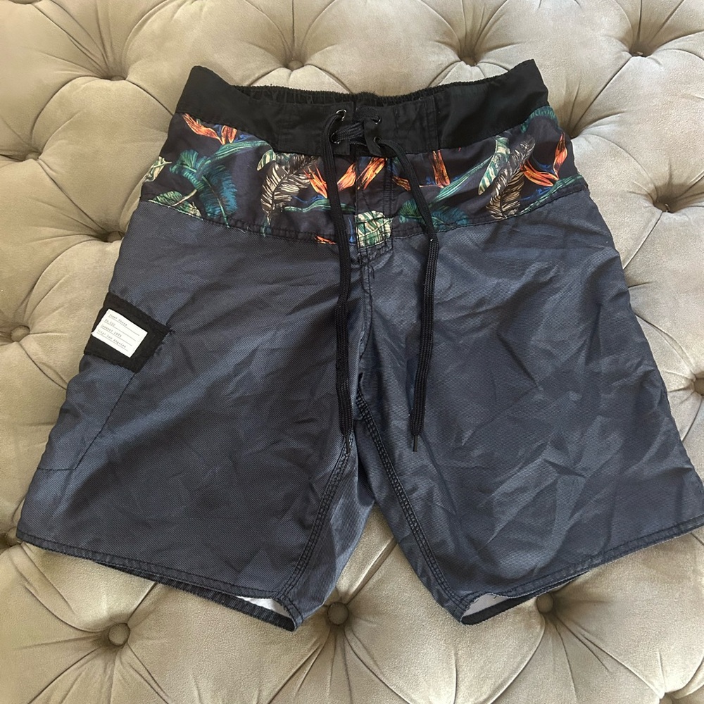 Adam Levine Collection Dark Gray Tropical Board Shorts